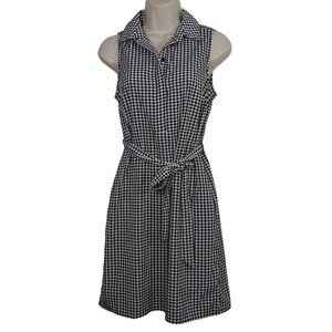 Banana Republic Sleeveless Belted Shirt Dress Women Size 0 Black White Elephant